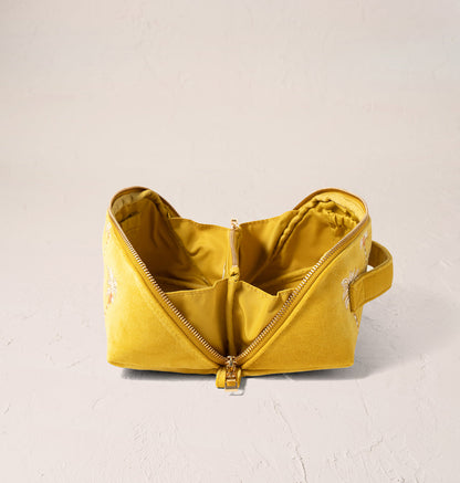 Sunrise Palms Open Flat Makeup Bag - Mustard Yellow