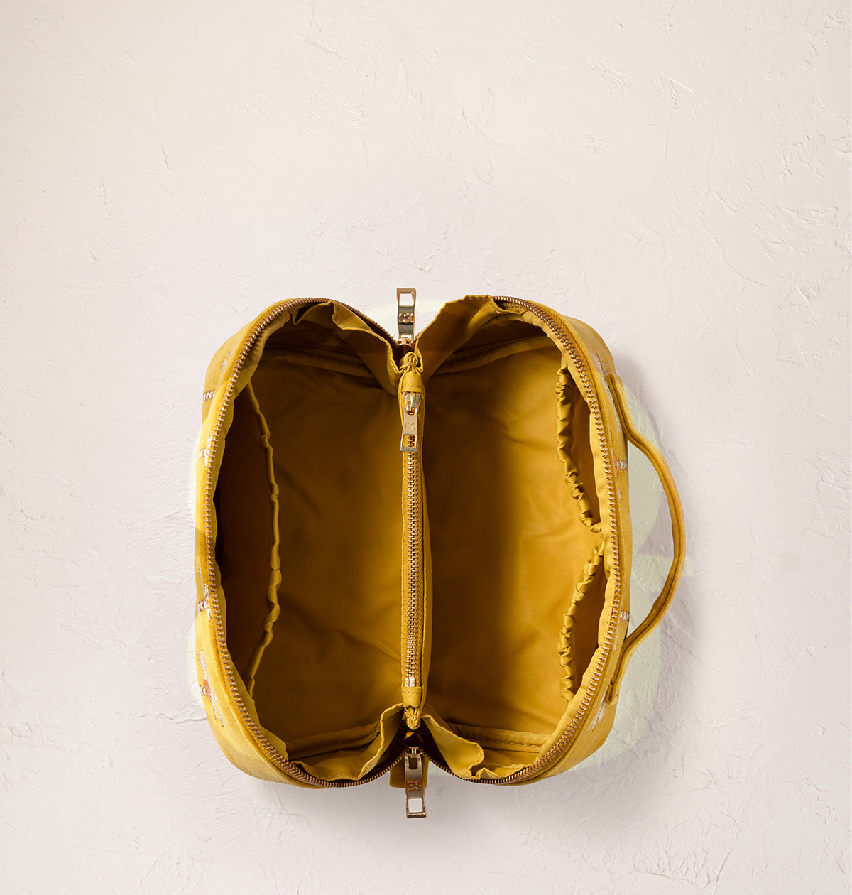 Sunrise Palms Open Flat Makeup Bag - Mustard Yellow