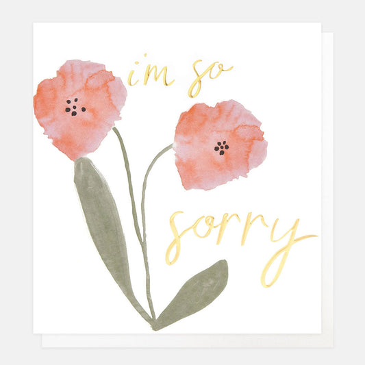I'm So Sorry Watercolour Pink Flowers