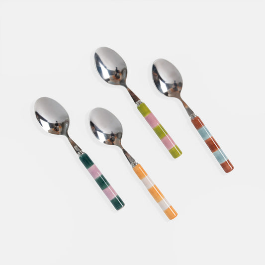 Multi-Stripe Stoneware Teaspoons Set of 4