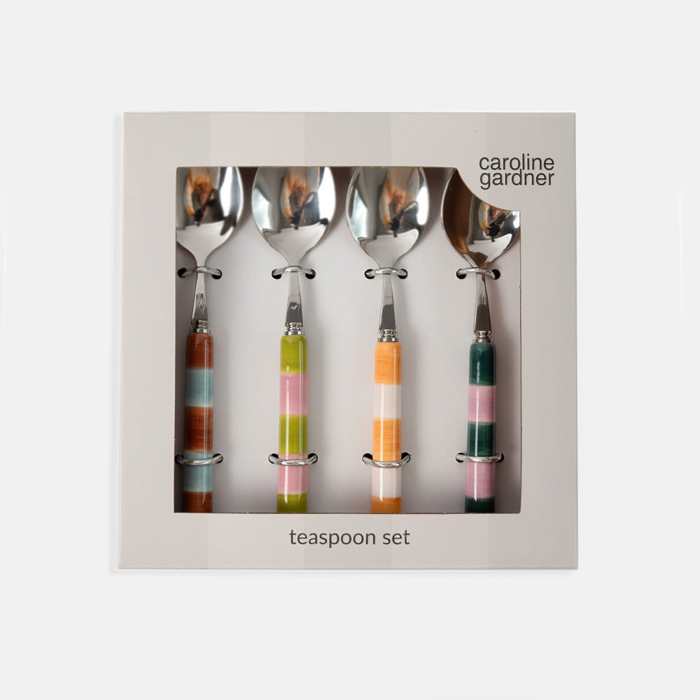 Multi-Stripe Stoneware Teaspoons Set of 4