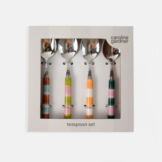 Multi-Stripe Stoneware Teaspoons Set of 4