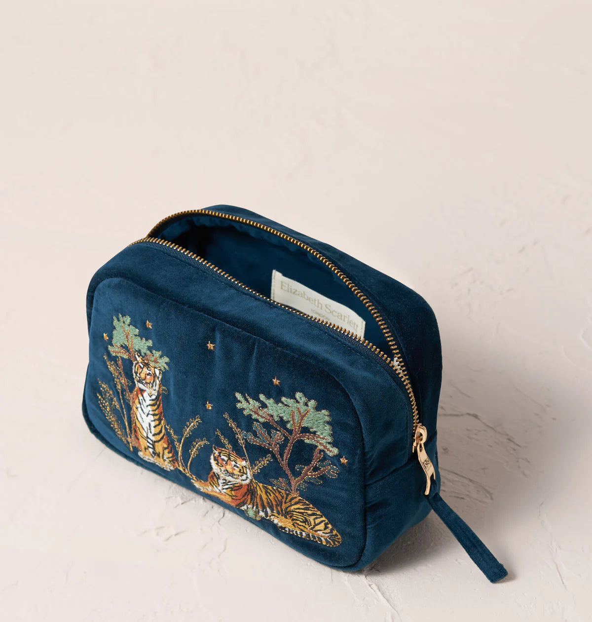 Tiger Conservation Makeup Bag - Ink Blue Velvet