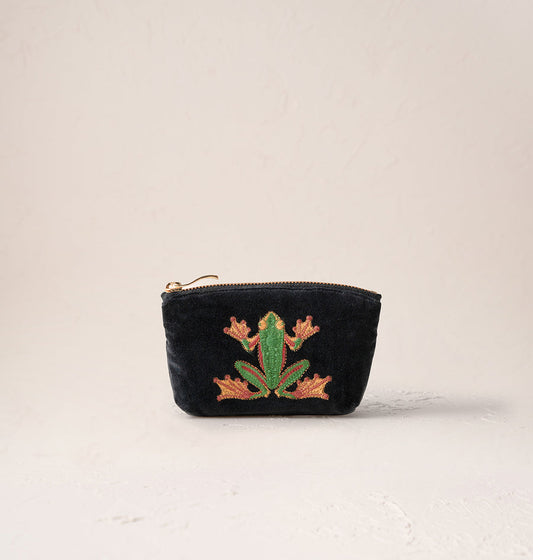 Tree Frog Coin Purse - Charcoal Velvet