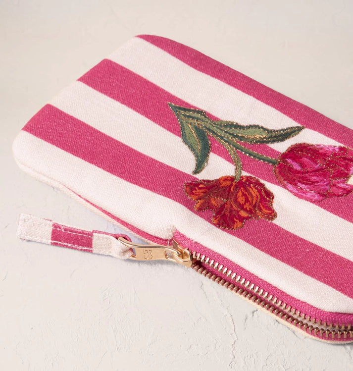 Tulip Stripe Cotton Glasses Case - Pink