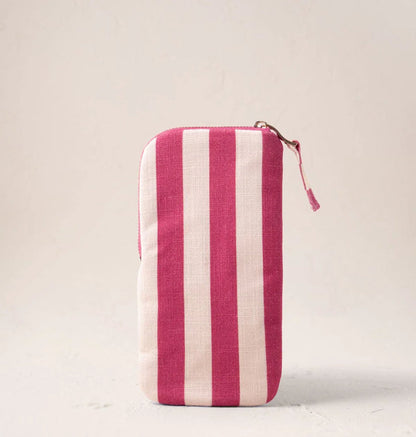 Tulip Stripe Cotton Glasses Case - Pink