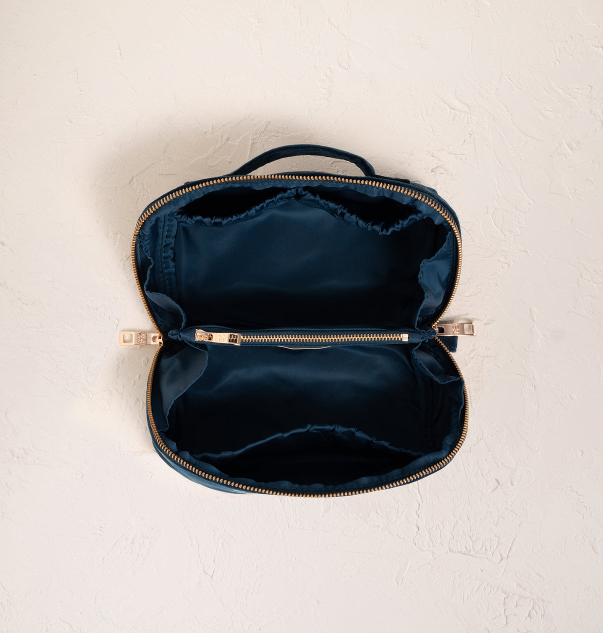 Turtle Conservation Marine Navy Velvet Open Flat Makeup Bag