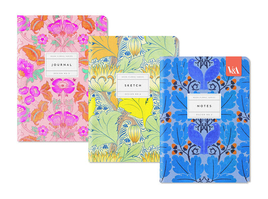 Neon Floral 3 Pack of A5 Notebooks