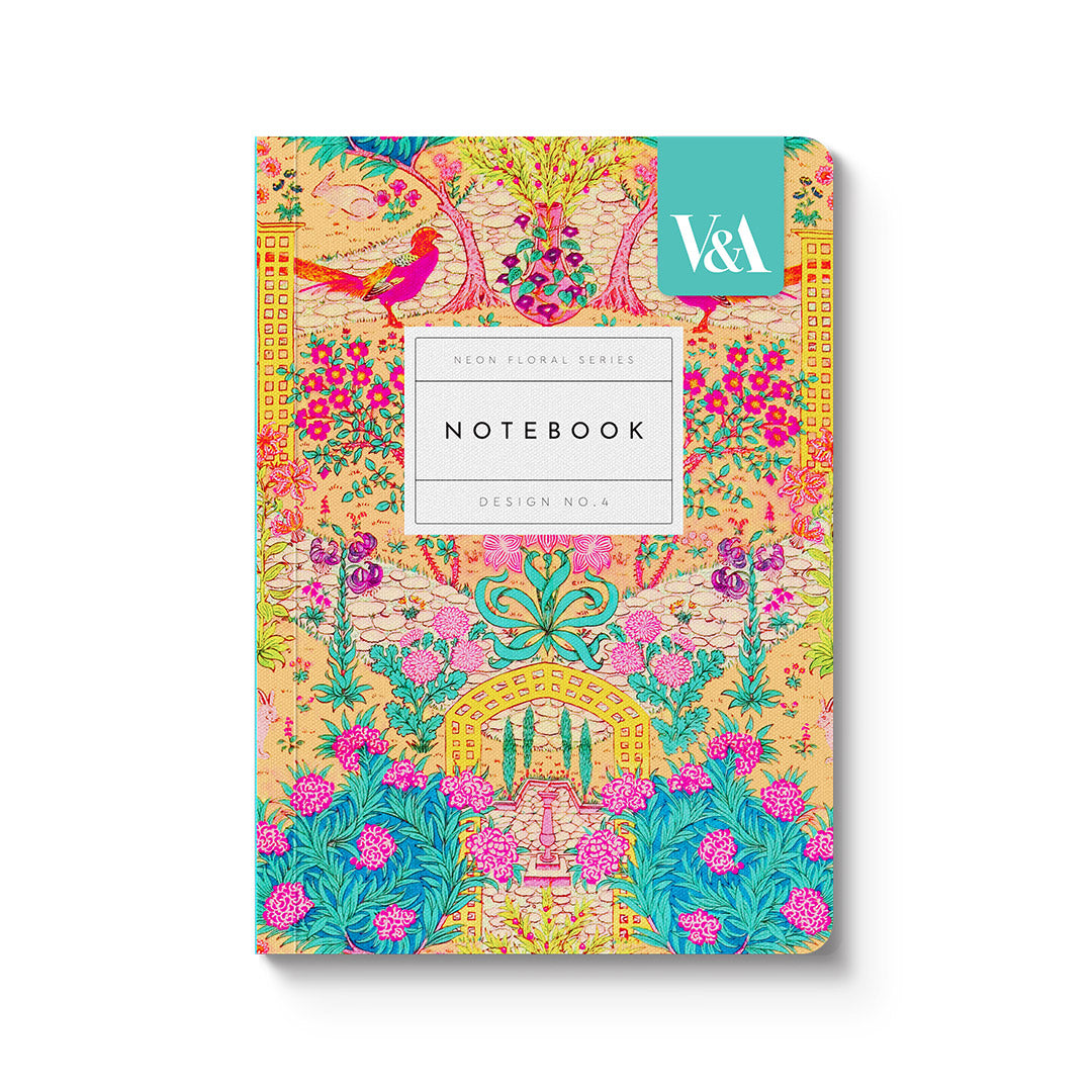 Neon Floral Ornate Garden Premium Paperback Notebook (A6)