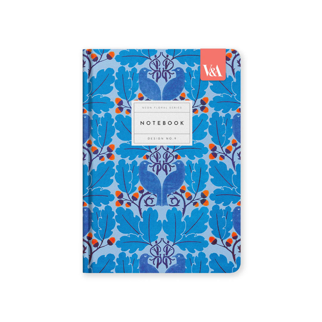 Neon Floral Blue Birds Hardback Notebook (A5)
