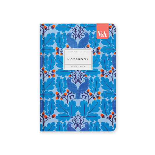 Neon Floral Blue Birds Hardback Notebook (A5)