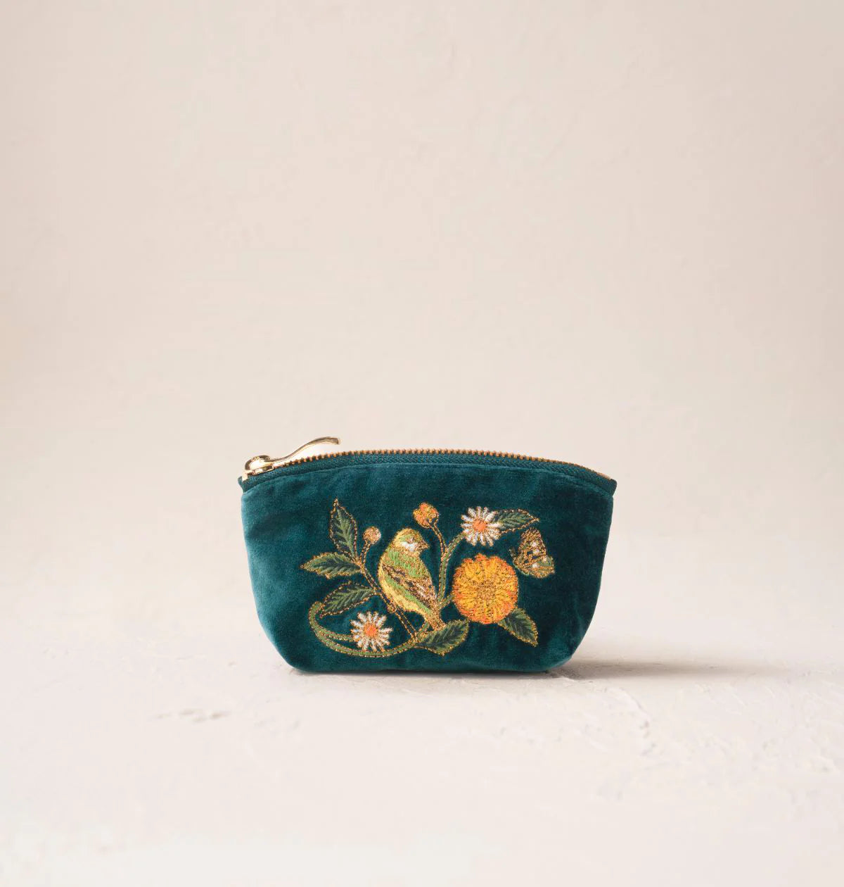 Wild Garden Velvet Coin Purse - Emerald