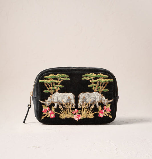 Wild Rhino Velvet Makeup Bag -Charcoal