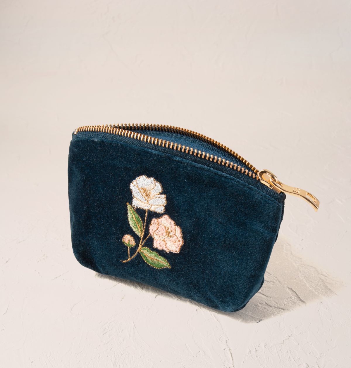 Wild Rose Coin Purse - Ink Blue Velvet