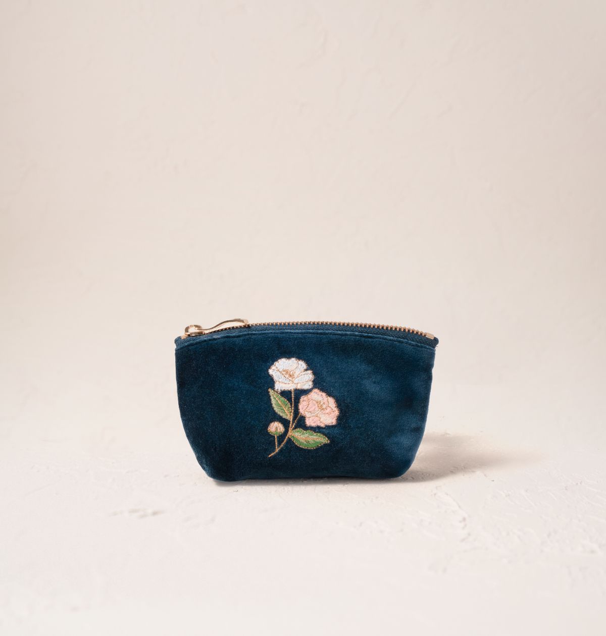 Wild Rose Coin Purse - Ink Blue Velvet