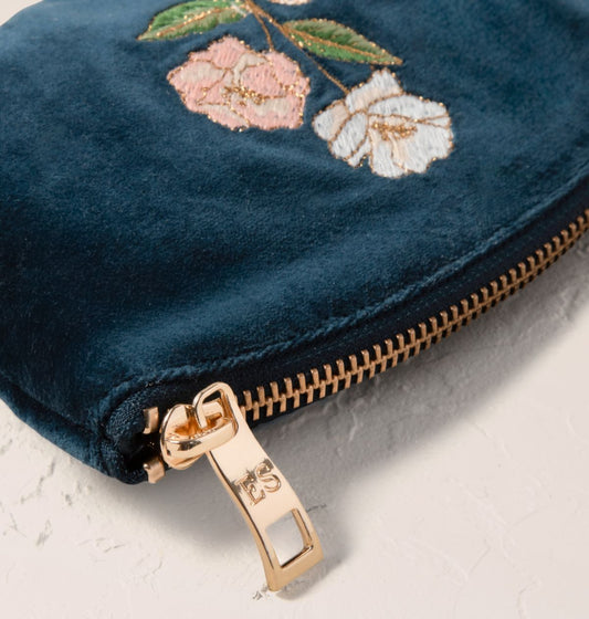 Wild Rose Coin Purse - Ink Blue Velvet