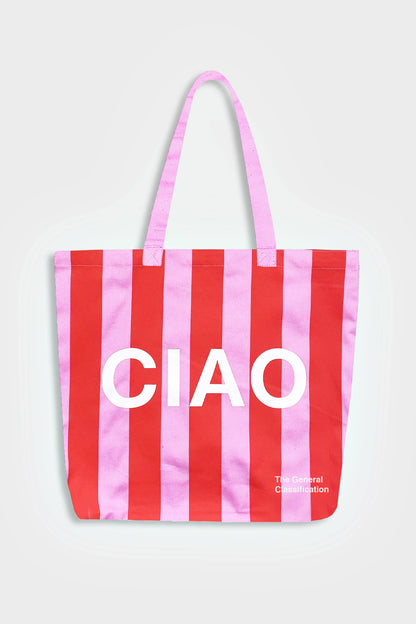 Ciao Tote Bag Pink & Red Stripe