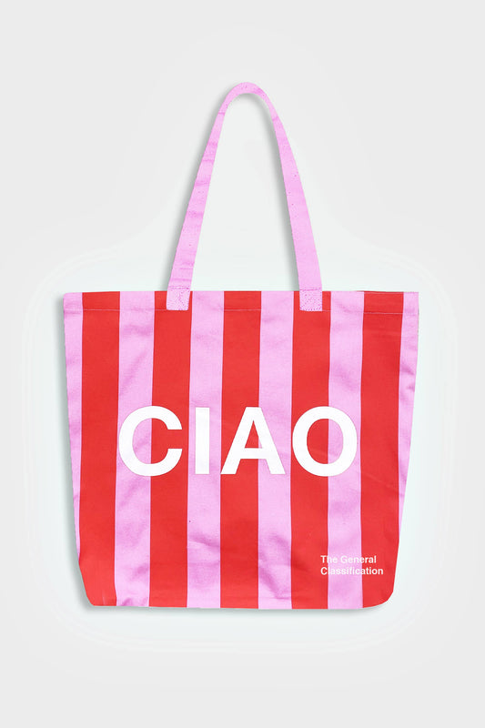 Ciao Tote Bag Pink & Red Stripe
