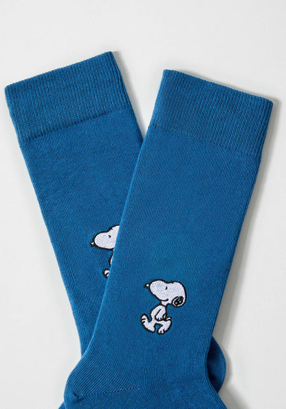 BeSnoopy Embroidered - 100% Organic Cotton Socks: Blue / 36/40