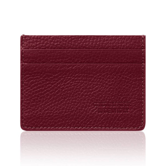 Italian Handmade Genuine Leather Dual-Sided Cardholder: Red Plum