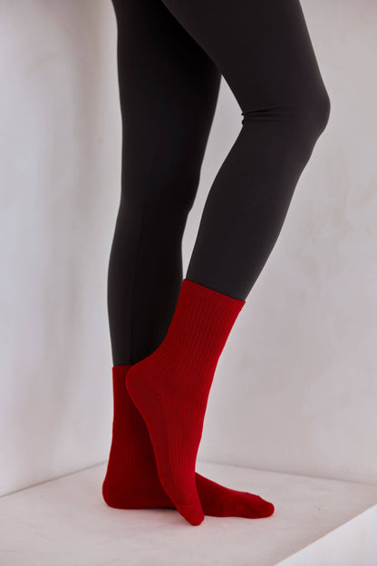 The Everyday Socks - 100% Bamboo - Red - AW25