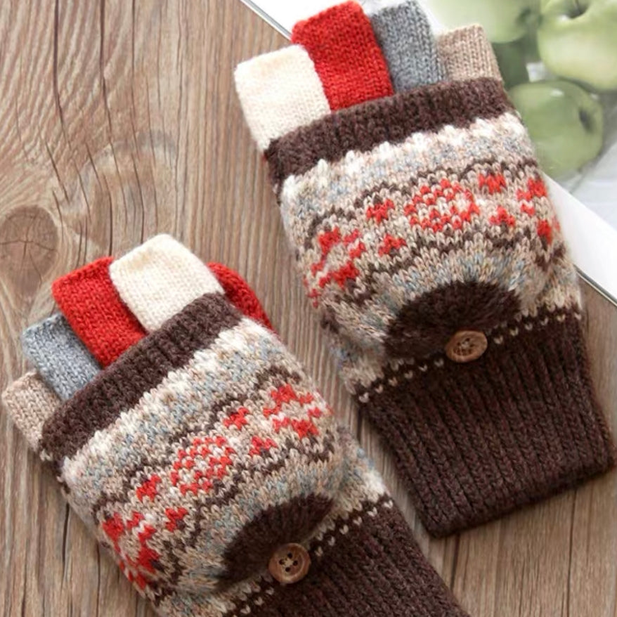 Women's Fingerless Flip-Cover Winter Gloves