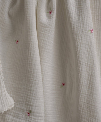 Embroidered Muslin Blanket - Anemone
