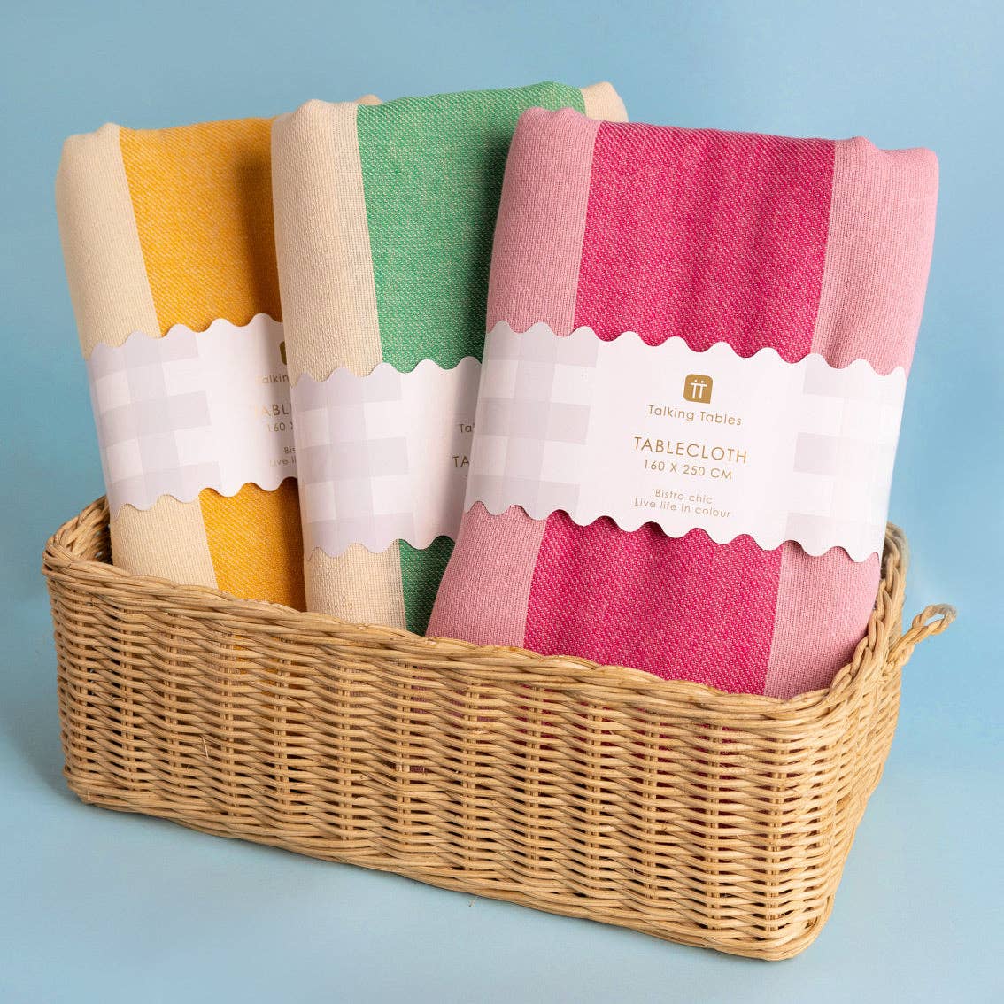 Yellow Stripe Cotton XL Tablecloth - 160cm x 250cm | Summer Tableware |