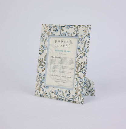 Block Printed Picture Frame (5x7) - Songbird Blue Stone