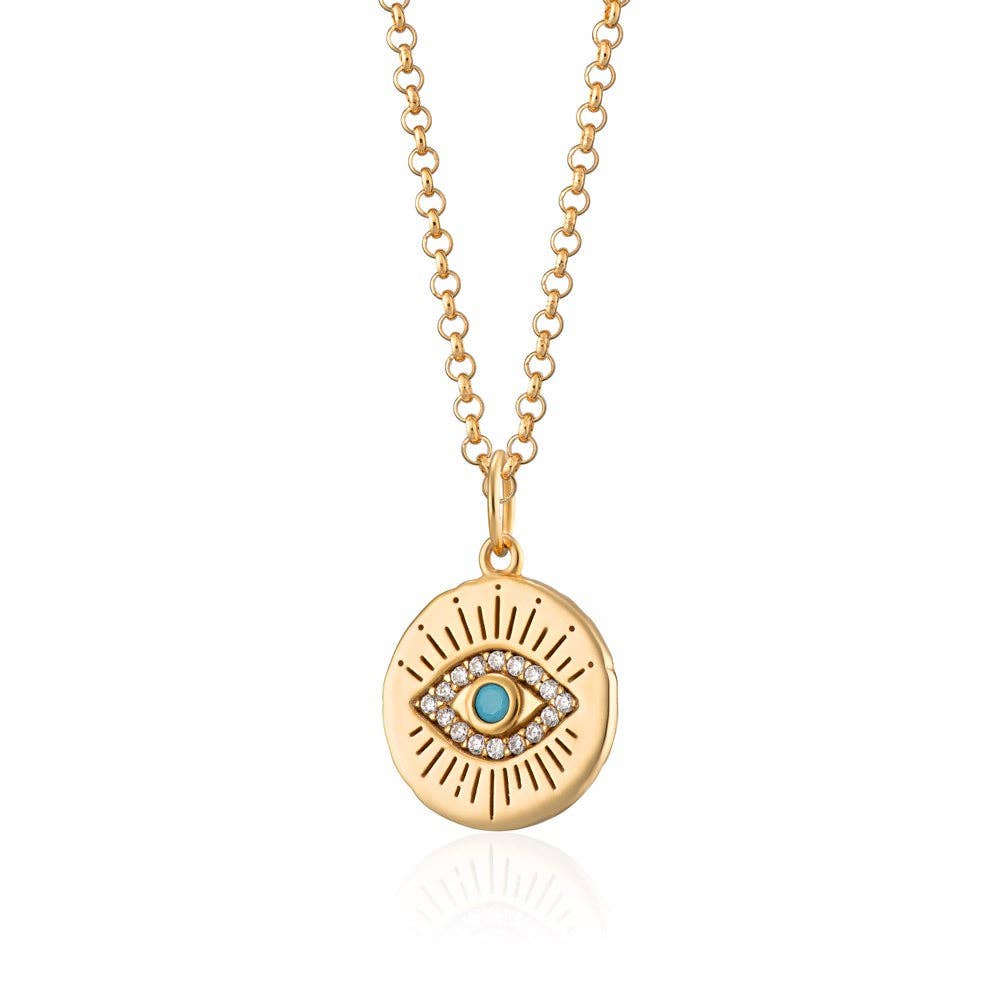 Evil Eye Pendant Necklace: Chain: 40-45cm / 18k Gold Plated Sterling Silver