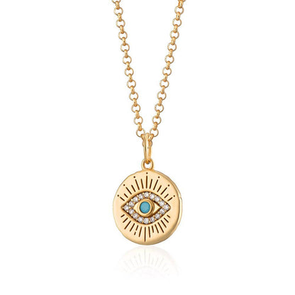 Evil Eye Pendant Necklace: Chain: 40-45cm / 18k Gold Plated Sterling Silver
