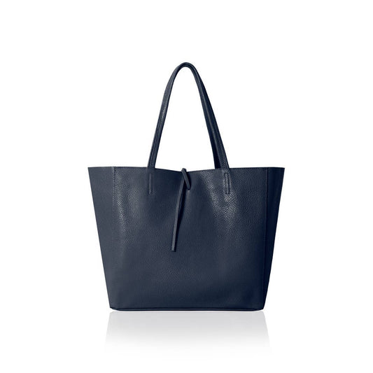Italian Handmade Genuine Leather Oversized Tote Bag: NAVY