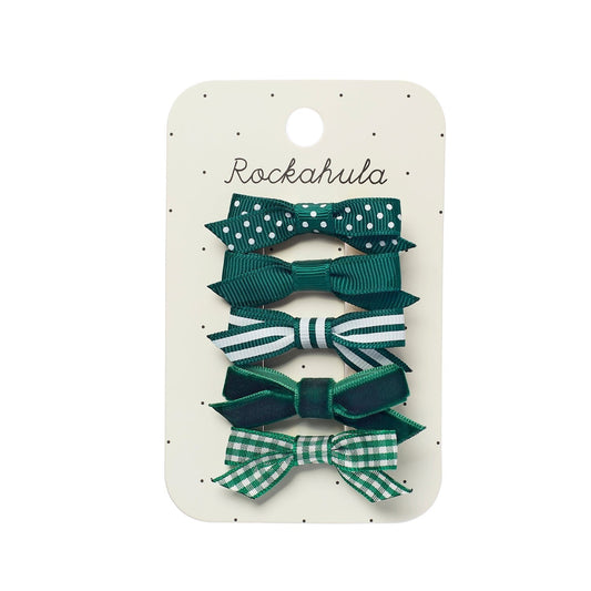 School Bow Clip Set Green
