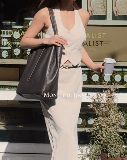 Italian Genuine Leather Large Shopper Tote Shoulder Handbag: Silver