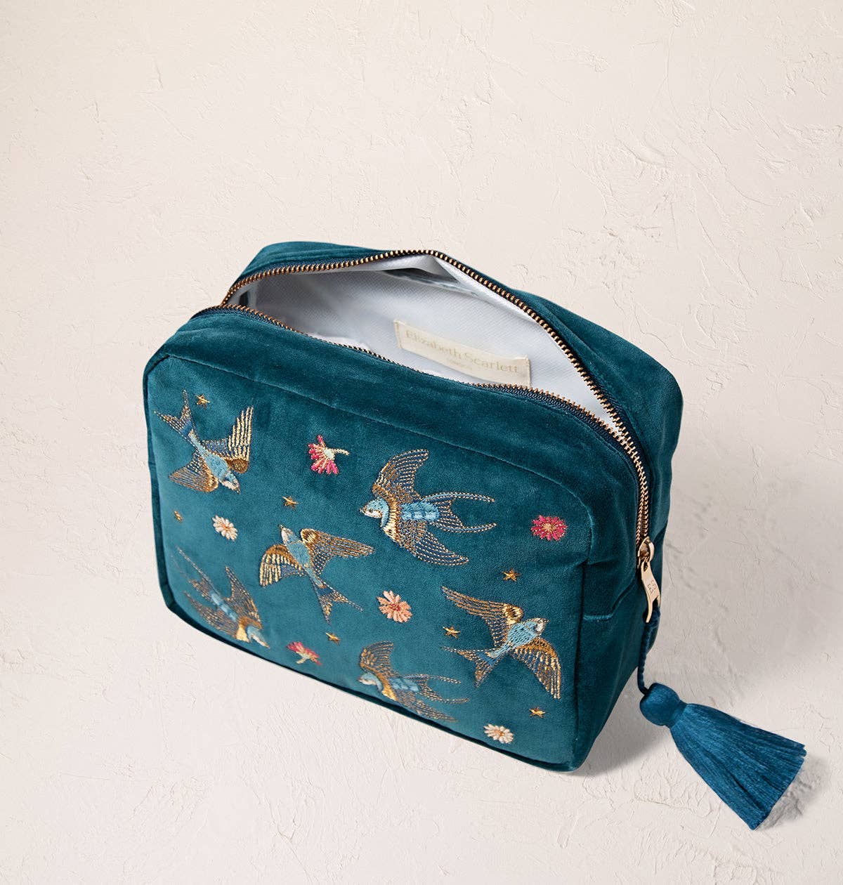 Swallows Wash Bag: Rich Blue / Velvet