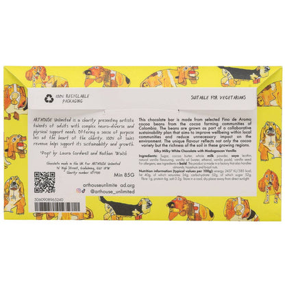 Dogs, Silky Milky White Bar Chocolate with Madagascan Vanilla