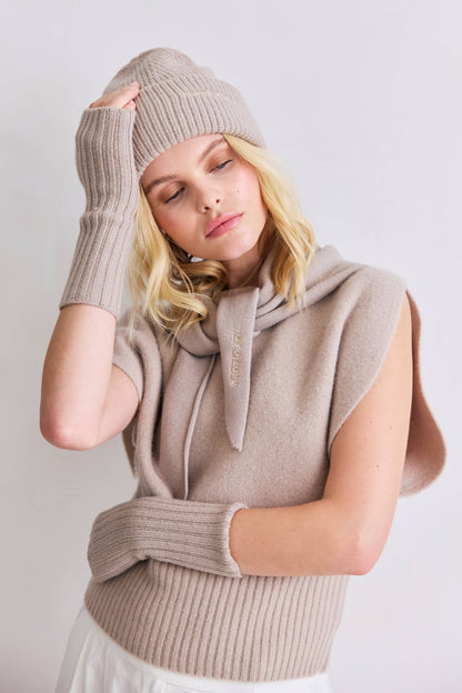 Merino Wool Triangle Scarf - Soft Taupe - AW25