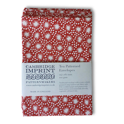 Packet of 10 Patterned Envelopes - Animalcules Crimson