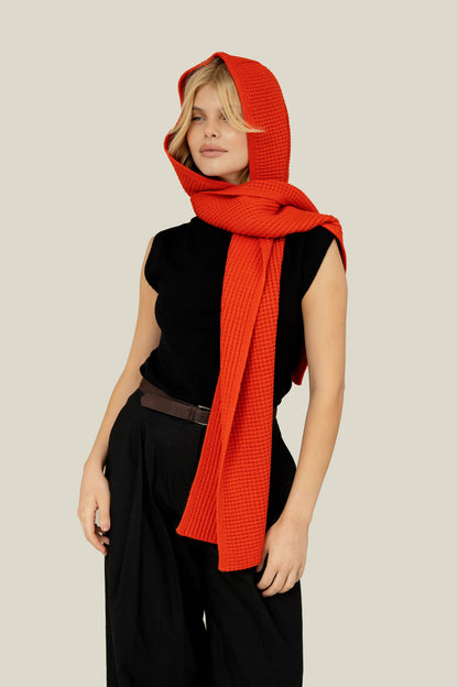 The Recycled Bottle Hooded Scarf - Sunkissed Coral - AW24