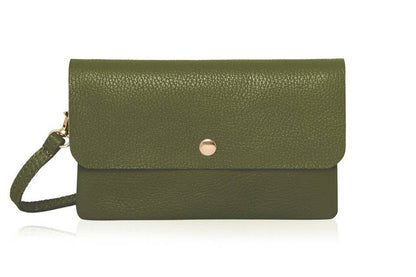 Italian Leather Classic Small Messenger Crossbody Bag: Smoke Rose