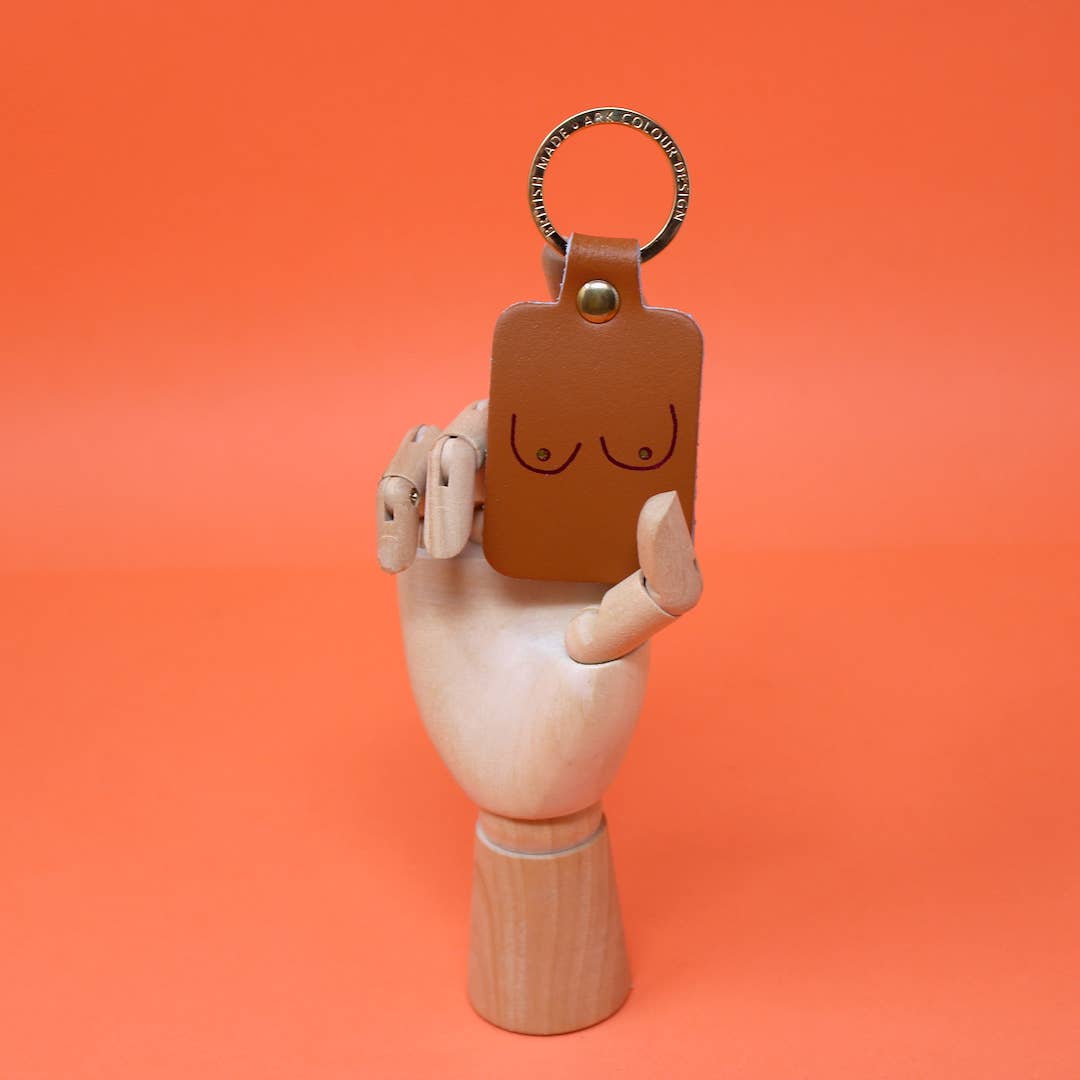 Boob Leather Key Fob: Burnt Orange