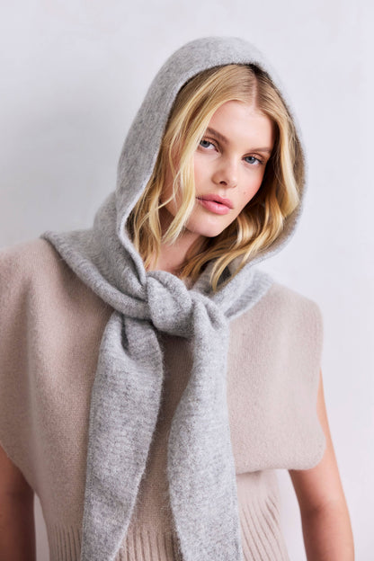 The Alpaca Hooded Scarf - Blizzard Grey - AW25