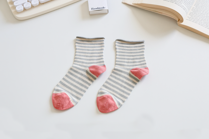 Women's Mulberry Silk Socks - Soft, Breathable Striped Socks: Blue