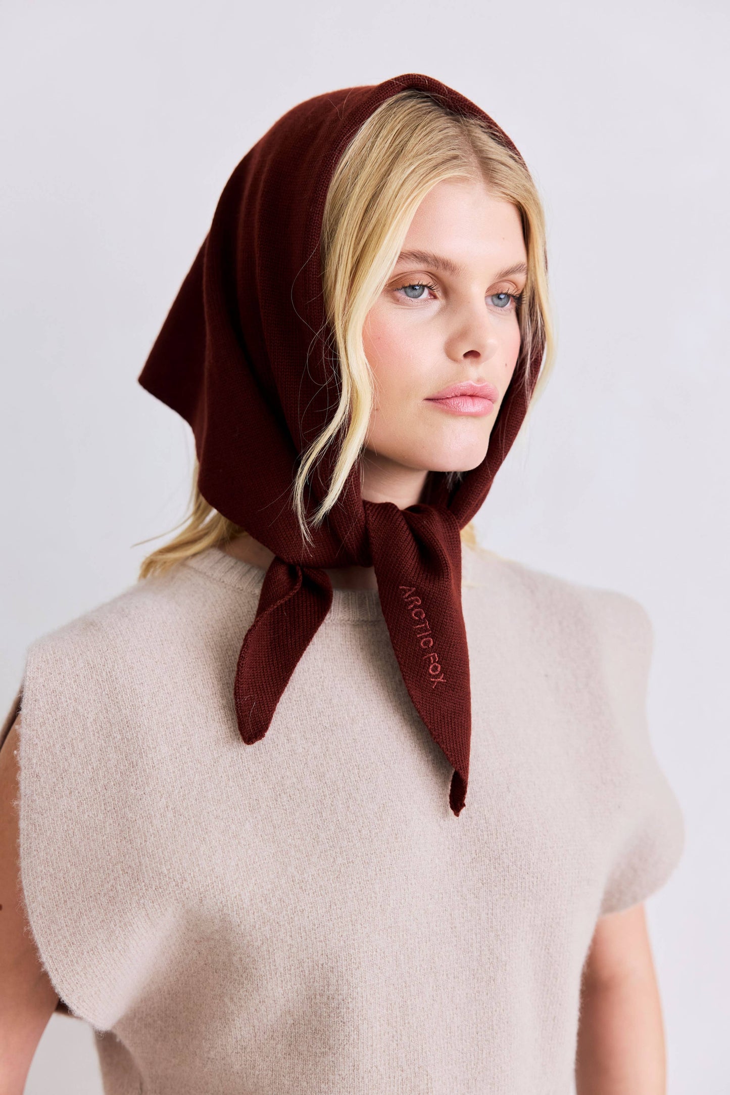 Merino Wool Triangle Scarf - Dark Walnut Brown - AW25