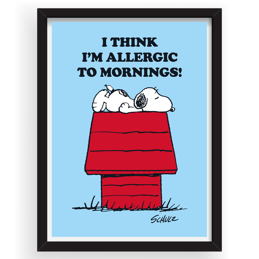 Peanuts Allergic to Mornings Framed Print Snoopy