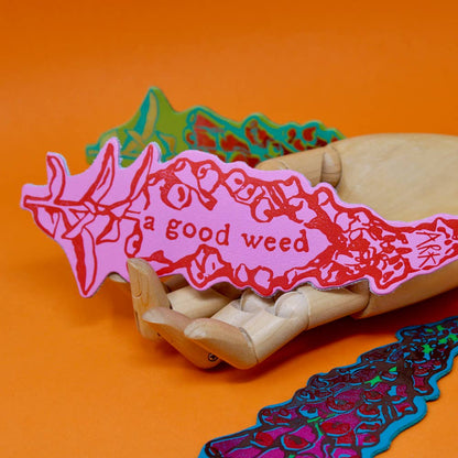 'A Good Weed' Flower Bookmark: Hot Pink