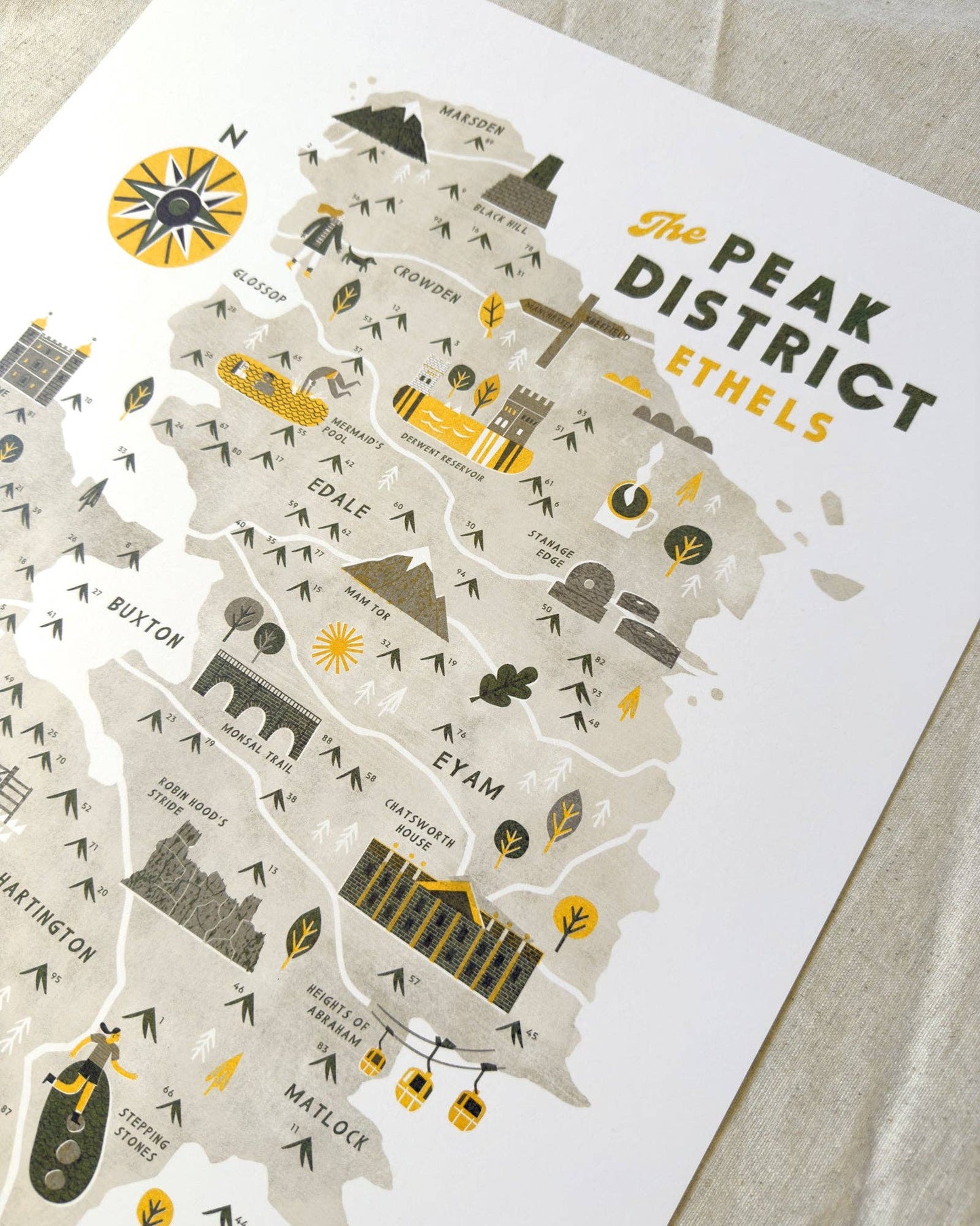 The Peak District Ethels A2 Map Checklist: Print Only