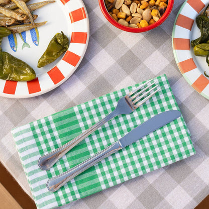 Green & White Fabric Gingham Napkins/Tea Towels | 2 Pack |
