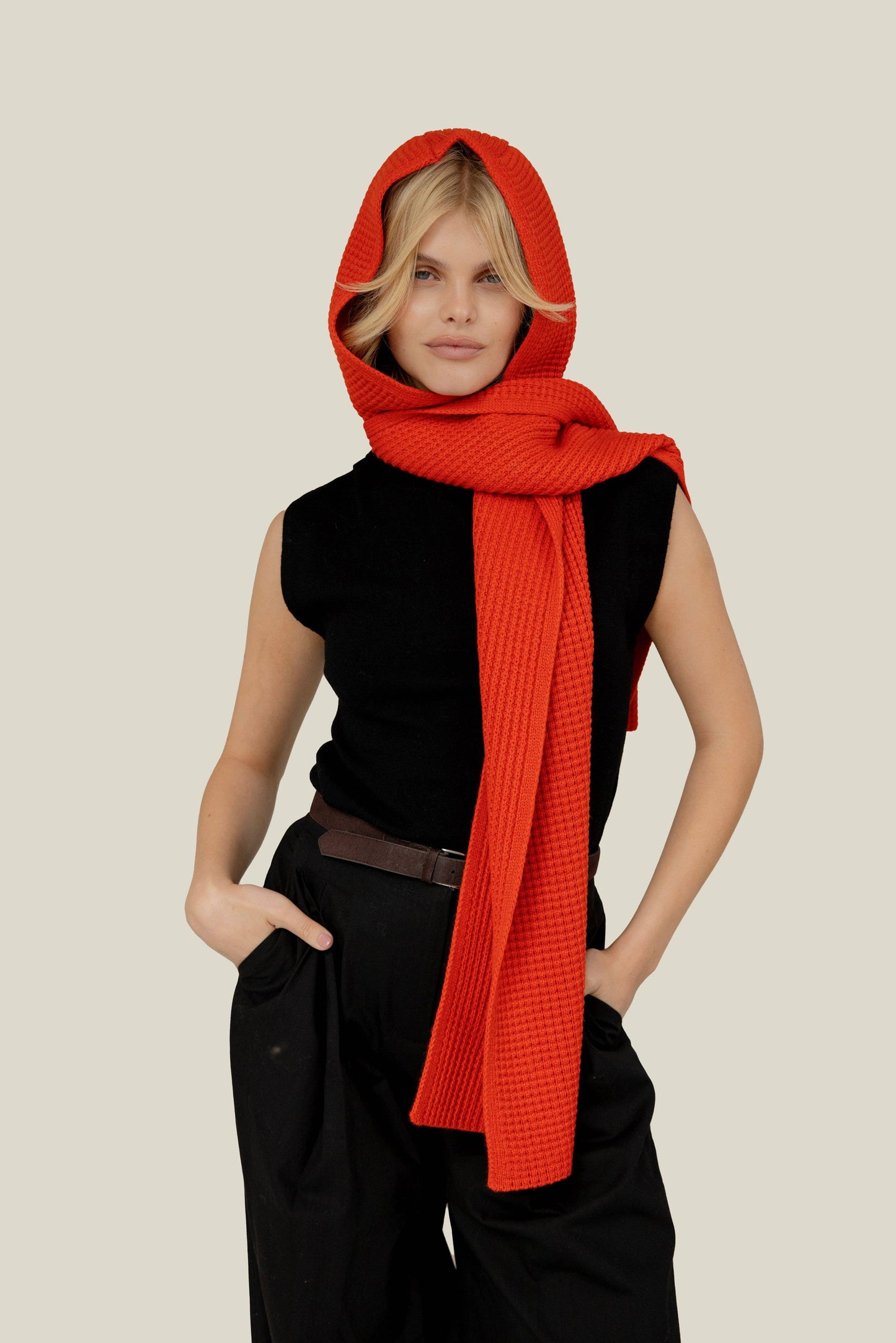 The Recycled Bottle Hooded Scarf - Sunkissed Coral - AW24