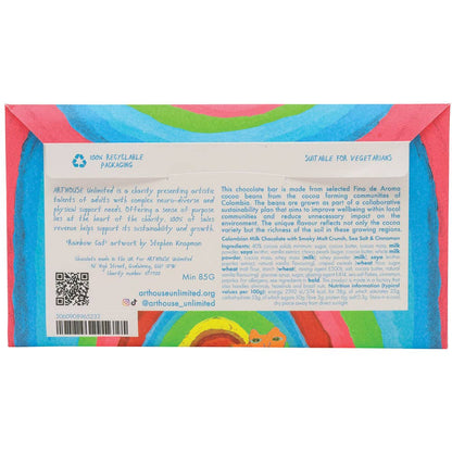 Rainbow Cat, Milk Chocolate Bar with Smoky Malt Crunch, Sea Salt & Cinnamon